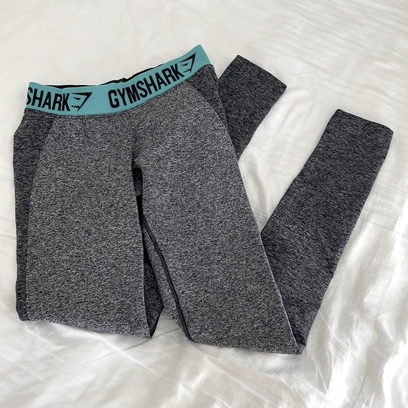 Gymshark Flex Leggings - Charcoal Marl/Turquoise Teal (XS) - Picture 2 of 10